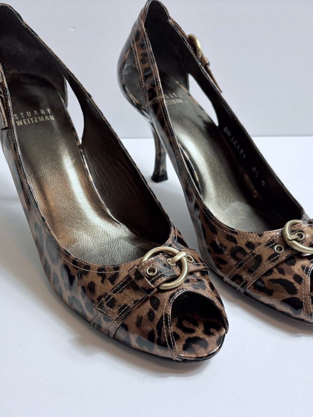 Stuart Weitzman "Chatup" Leopard Open Toe  8.5 N
